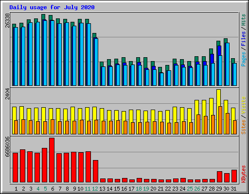 Daily usage for July 2020