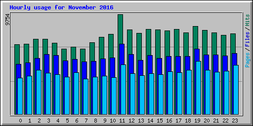 Hourly usage for November 2016